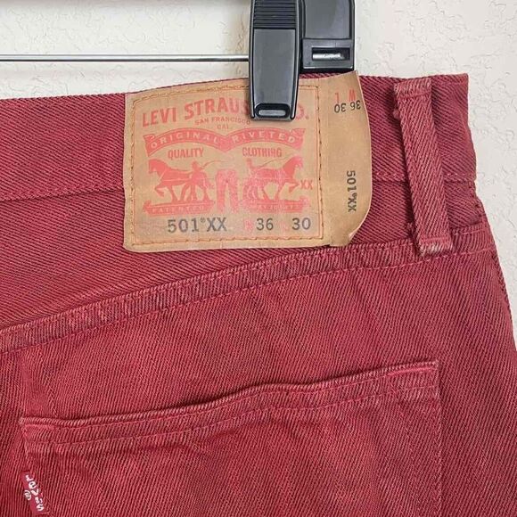 Levis 501 Mens Red Vintage Marlboro Style Jeans 36x30 Western Outdoor Casual - Picture 8 of 13